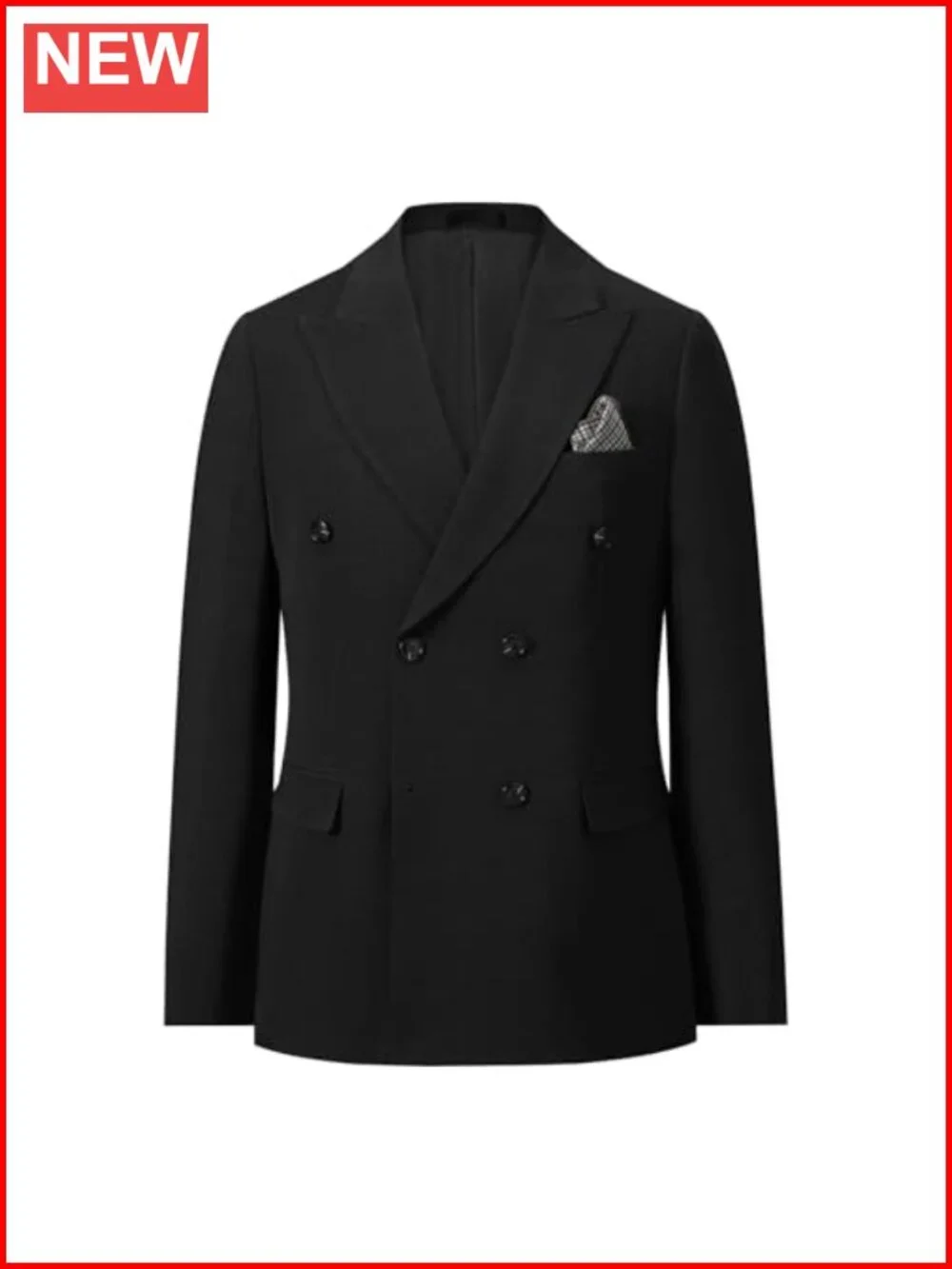 Men's Double Breasted Peak Lapel Regular Fit Blazer Suit Jacket Polyester